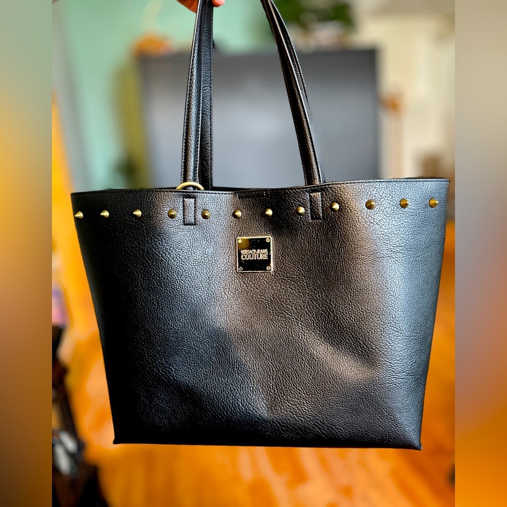 Versace Jeans Couture Black Studded Tote Bag